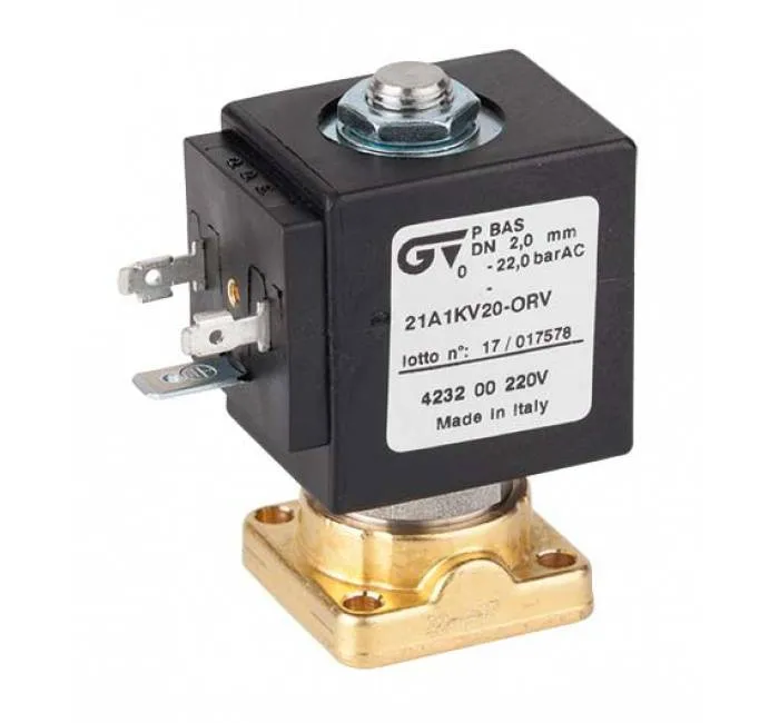 Electroventil 2/2 cu baza plata, bobina 8w, actionare directa, normal inchis
